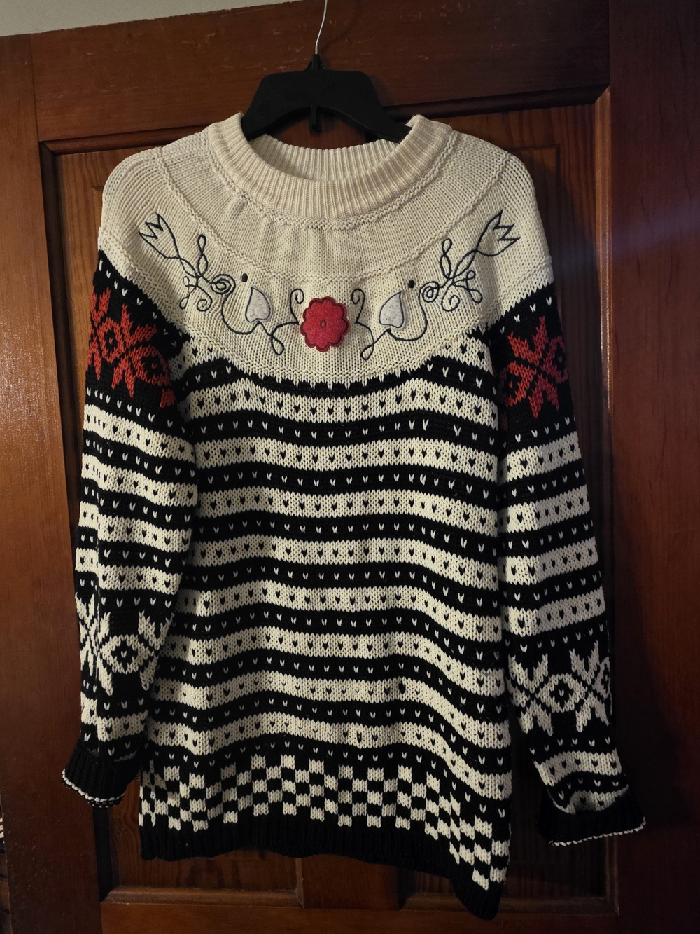 Women’s Vintage Black & Cream Nordic Knit Sweater By Cherry Stix LTD